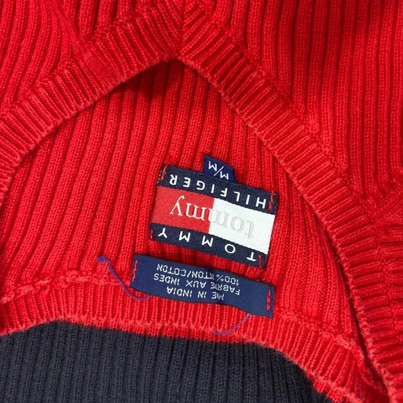 Vintage Tommy Hilfiger color block knit shirt top multicolor short sleeve cotton - Picture 5 of 7